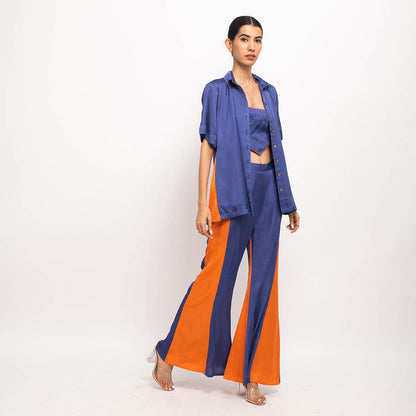 NEORA BY NEHAL CHOPRA Navy Blue & Orange Co Ord (Set of 3)