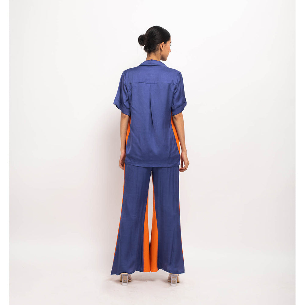 NEORA BY NEHAL CHOPRA Navy Blue & Orange Co Ord (Set of 3)