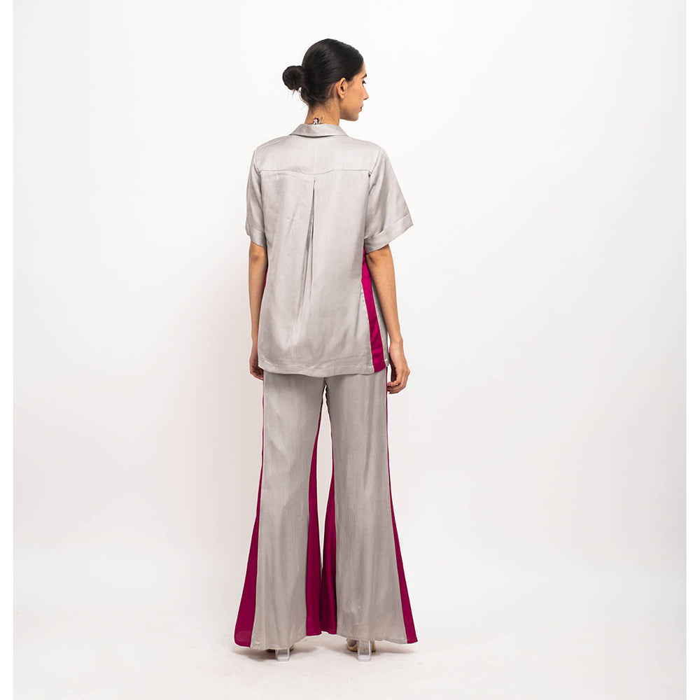 NEORA BY NEHAL CHOPRA Grey & Wine Co Ord (Set of 3)