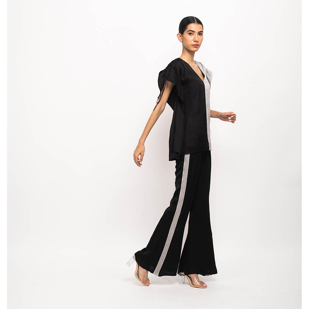 NEORA BY NEHAL CHOPRA Black & Grey Kaftan Co Ord (Set of 2)