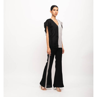 NEORA BY NEHAL CHOPRA Black & Grey Kaftan Co Ord (Set of 2)