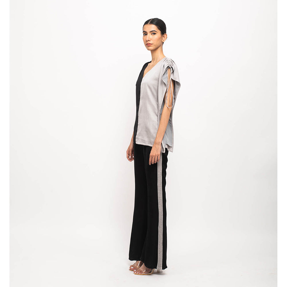 NEORA BY NEHAL CHOPRA Black & Grey Kaftan Co Ord (Set of 2)