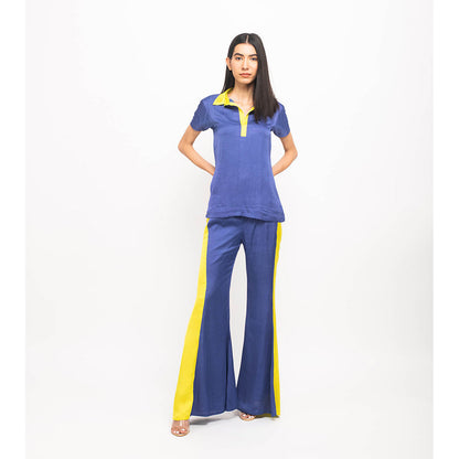 NEORA BY NEHAL CHOPRA Navy Blue & Yellow Co Ord (Set of 2)