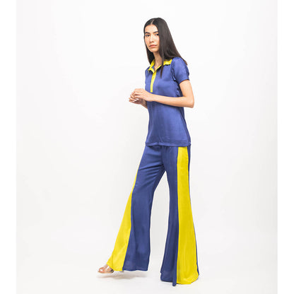 NEORA BY NEHAL CHOPRA Navy Blue & Yellow Co Ord (Set of 2)