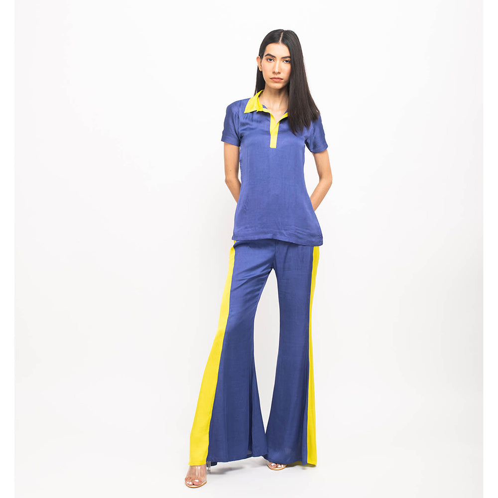 NEORA BY NEHAL CHOPRA Navy Blue & Yellow Co Ord (Set of 2)