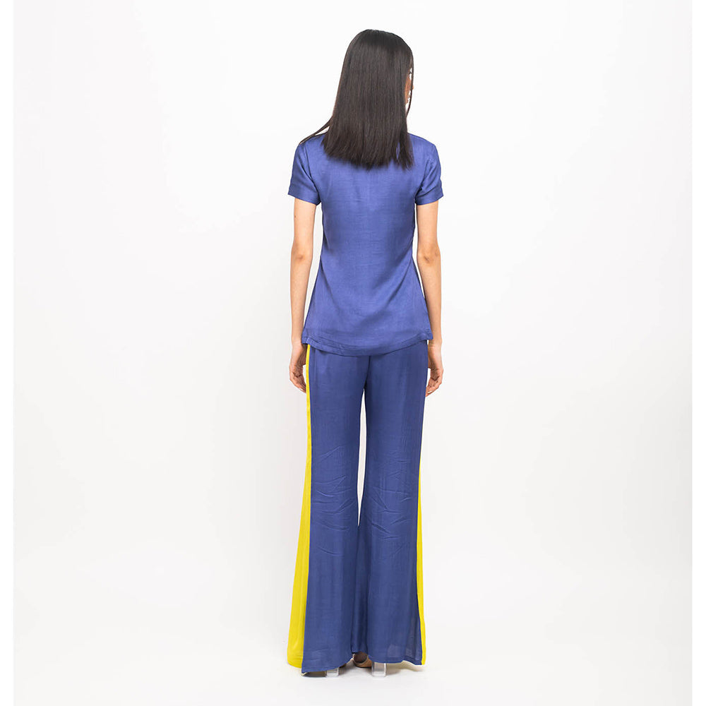 NEORA BY NEHAL CHOPRA Navy Blue & Yellow Co Ord (Set of 2)