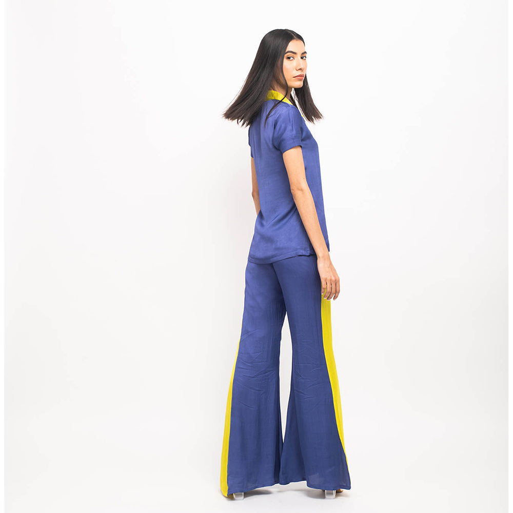 NEORA BY NEHAL CHOPRA Navy Blue & Yellow Co Ord (Set of 2)