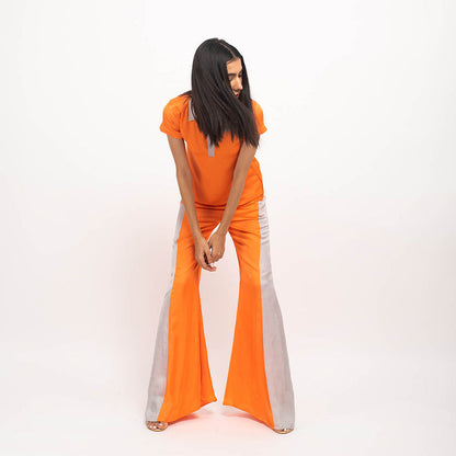 NEORA BY NEHAL CHOPRA Orange & Grey Co Ord (Set of 2)