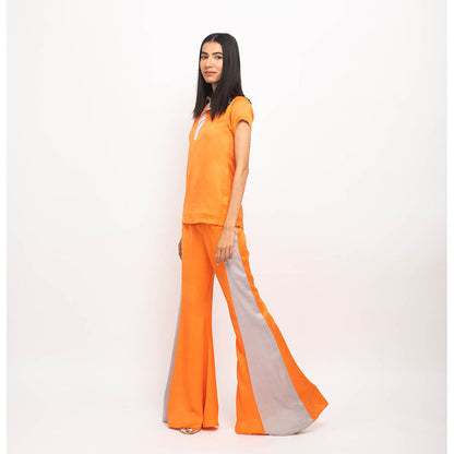 NEORA BY NEHAL CHOPRA Orange & Grey Co Ord (Set of 2)