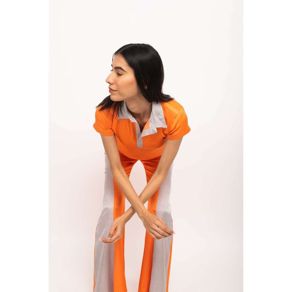 NEORA BY NEHAL CHOPRA Orange & Grey Co Ord (Set of 2)