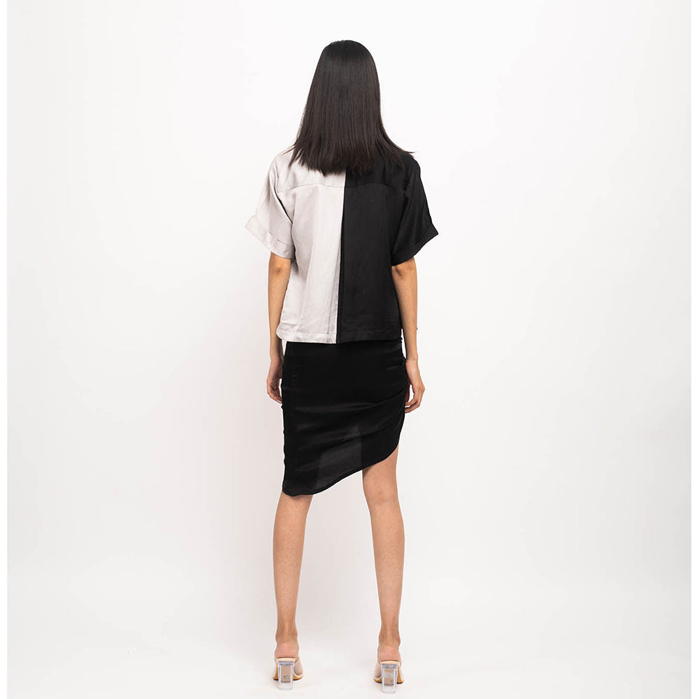 NEORA BY NEHAL CHOPRA Black & Grey Skirt Rouching (Set of 3)