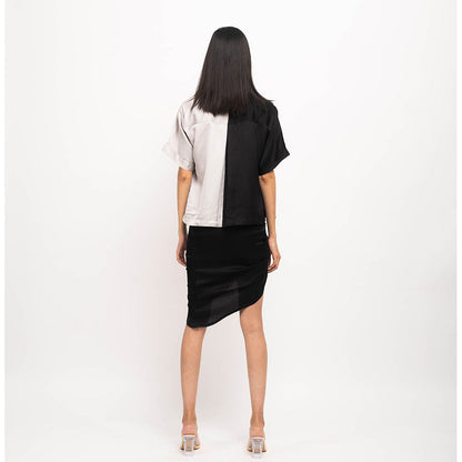 NEORA BY NEHAL CHOPRA Black & Grey Skirt Rouching (Set of 3)