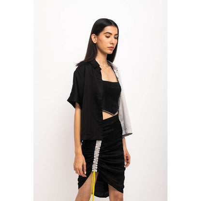 NEORA BY NEHAL CHOPRA Black & Grey Skirt Rouching (Set of 3)