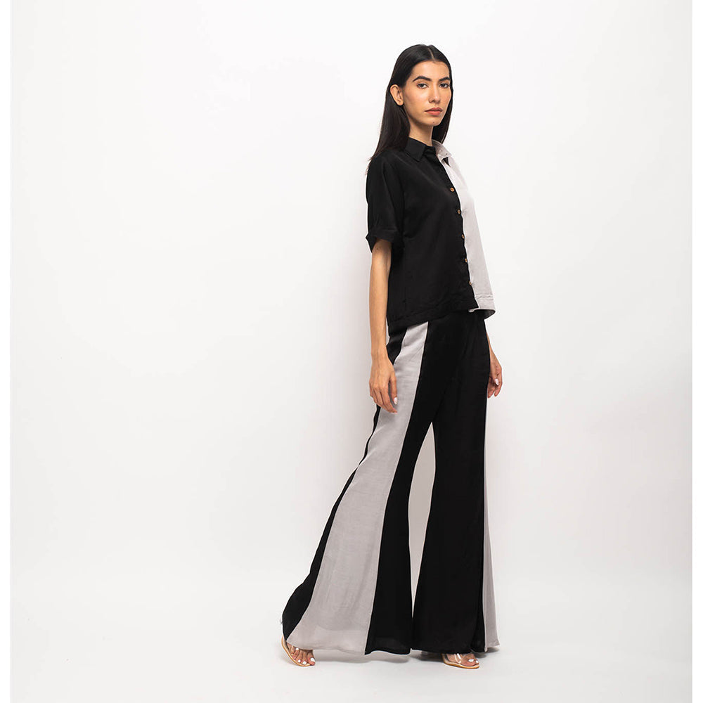NEORA BY NEHAL CHOPRA Black & Grey Half & Half Co Ord (Set of 2)