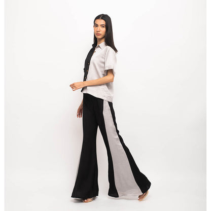 NEORA BY NEHAL CHOPRA Black & Grey Half & Half Co Ord (Set of 2)