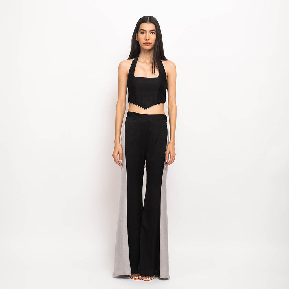 NEORA BY NEHAL CHOPRA Black & Grey Halter Neck Co Ord (Set of 2)