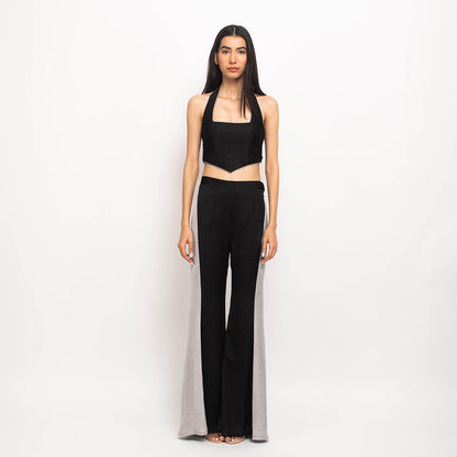 NEORA BY NEHAL CHOPRA Black & Grey Halter Neck Co Ord (Set of 2)