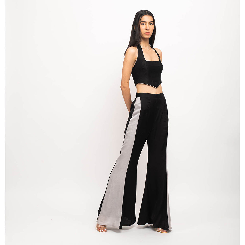 NEORA BY NEHAL CHOPRA Black & Grey Halter Neck Co Ord (Set of 2)