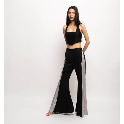 NEORA BY NEHAL CHOPRA Black & Grey Halter Neck Co Ord (Set of 2)