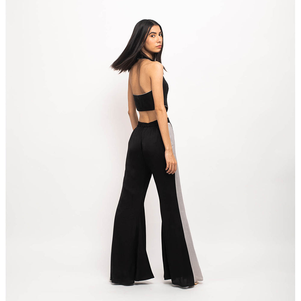 NEORA BY NEHAL CHOPRA Black & Grey Halter Neck Co Ord (Set of 2)