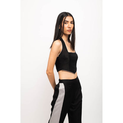 NEORA BY NEHAL CHOPRA Black & Grey Halter Neck Co Ord (Set of 2)