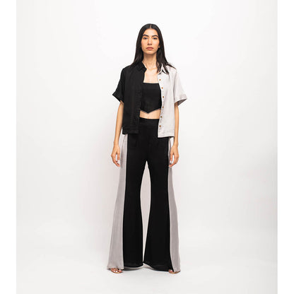 NEORA BY NEHAL CHOPRA Black & Grey Half & Half Three Piece Co Ord (Set of 3)