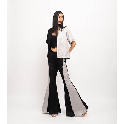 NEORA BY NEHAL CHOPRA Black & Grey Half & Half Three Piece Co Ord (Set of 3)