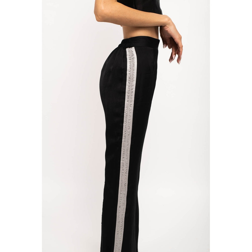 NEORA BY NEHAL CHOPRA Black & Grey Halter Neck Rouching Co Ord (Set of 2)