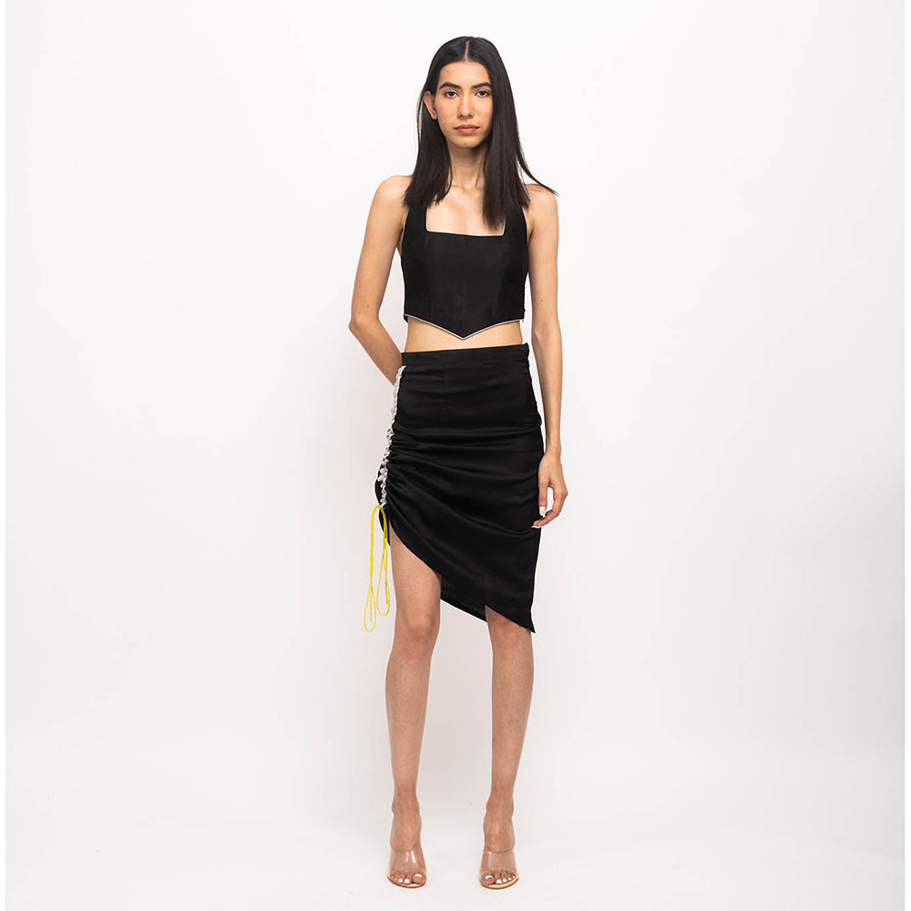NEORA BY NEHAL CHOPRA Black & Grey Halter Neck Skirt (Set of 2)