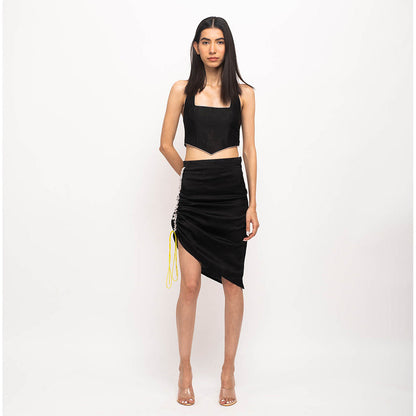 NEORA BY NEHAL CHOPRA Black & Grey Halter Neck Skirt (Set of 2)