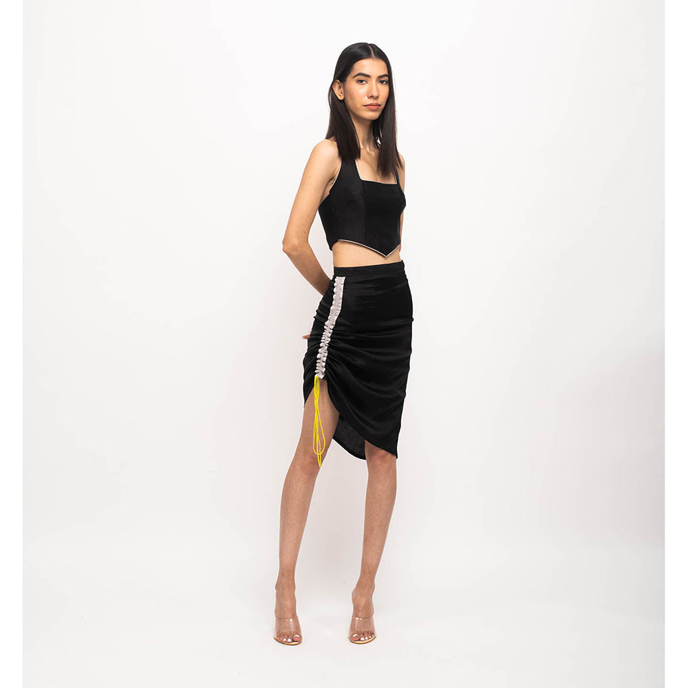 NEORA BY NEHAL CHOPRA Black & Grey Halter Neck Skirt (Set of 2)