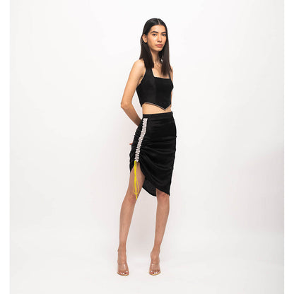 NEORA BY NEHAL CHOPRA Black & Grey Halter Neck Skirt (Set of 2)