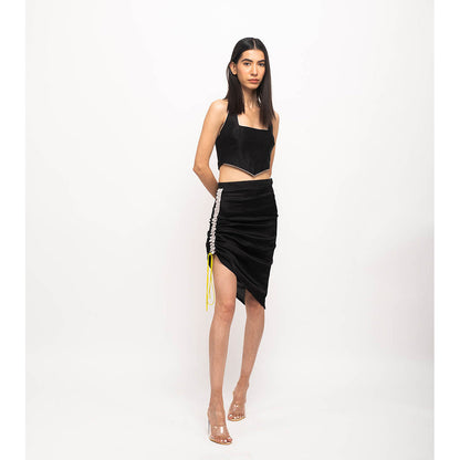 NEORA BY NEHAL CHOPRA Black & Grey Halter Neck Skirt (Set of 2)