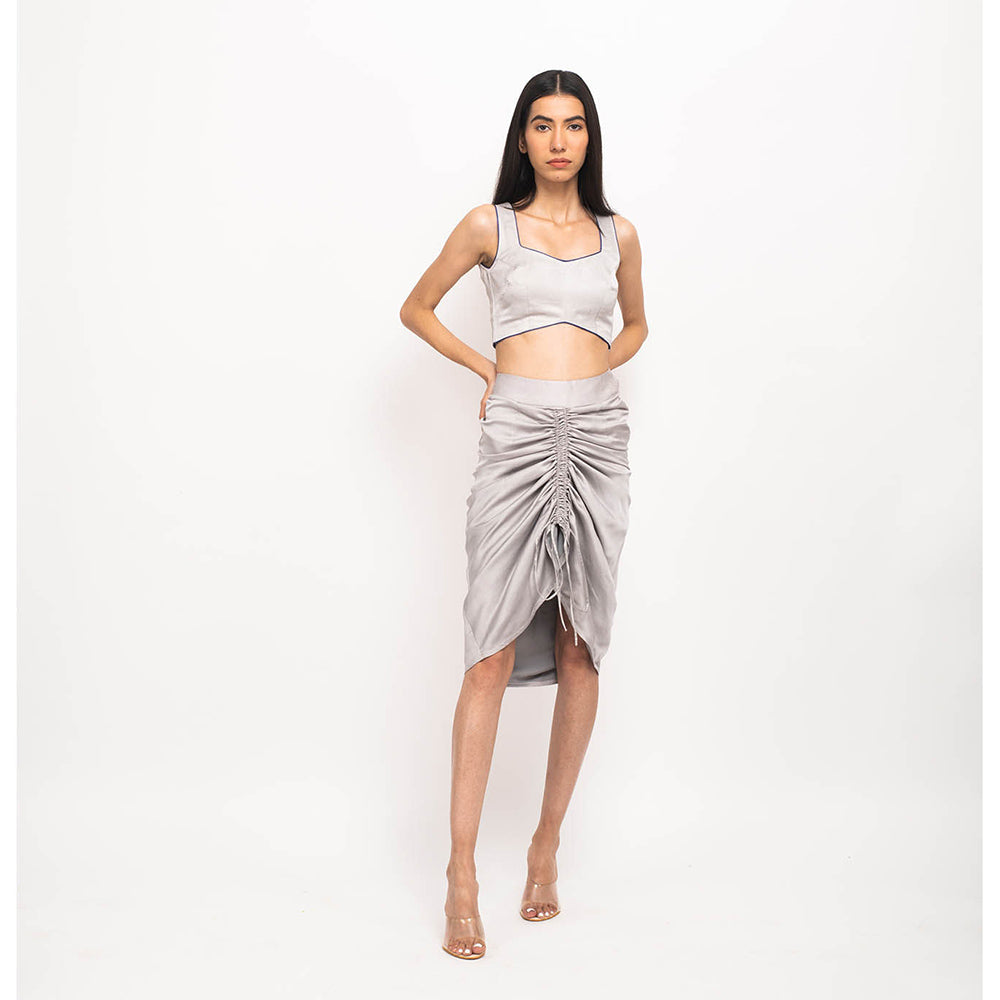 NEORA BY NEHAL CHOPRA Grey Bustier Skirt (Set of 2)