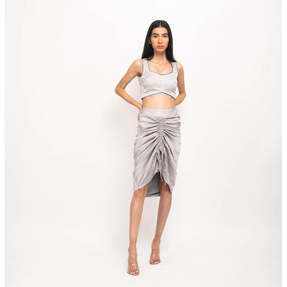 NEORA BY NEHAL CHOPRA Grey Bustier Skirt (Set of 2)