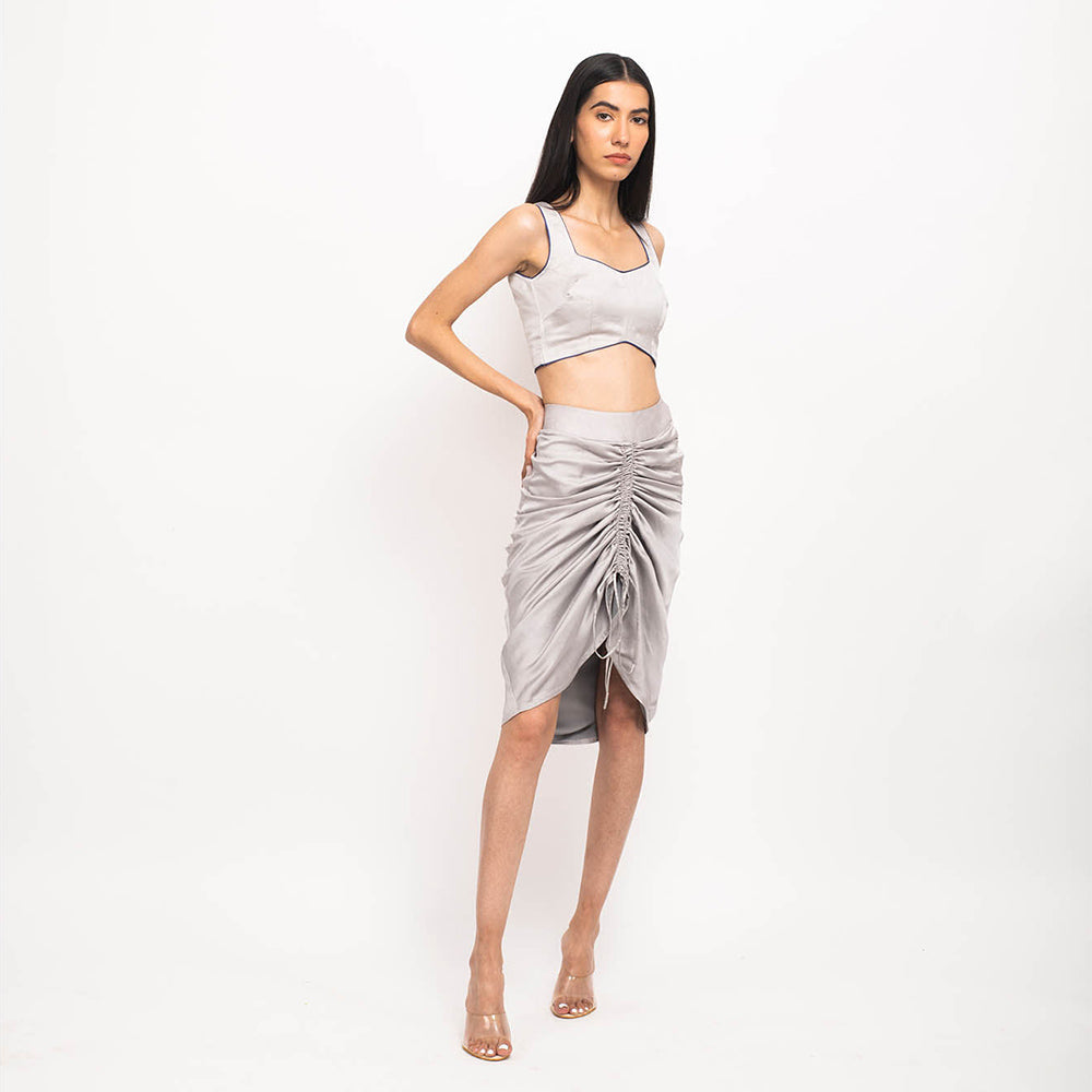 NEORA BY NEHAL CHOPRA Grey Bustier Skirt (Set of 2)