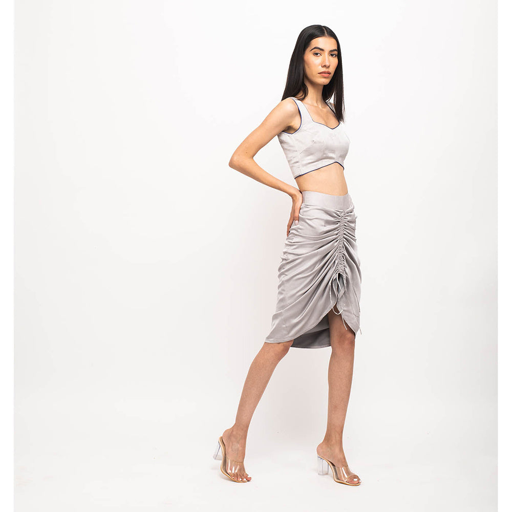 NEORA BY NEHAL CHOPRA Grey Bustier Skirt (Set of 2)