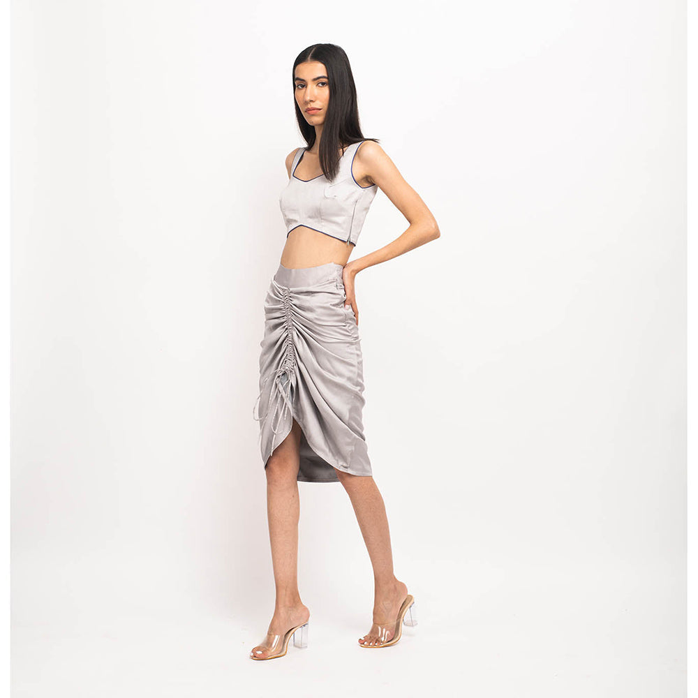 NEORA BY NEHAL CHOPRA Grey Bustier Skirt (Set of 2)