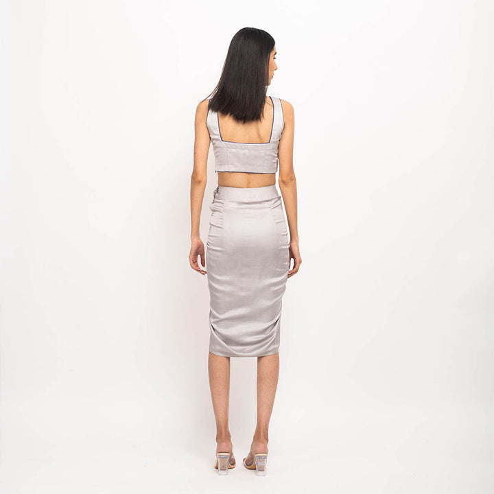NEORA BY NEHAL CHOPRA Grey Bustier Skirt (Set of 2)