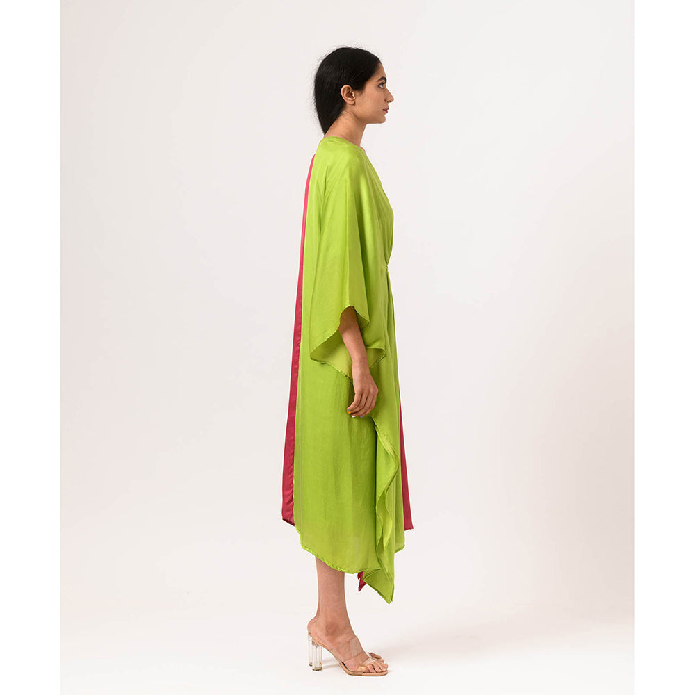 NEORA BY NEHAL CHOPRA Green & Wine Kaftan Midi Dress