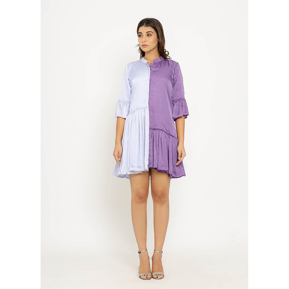 NEORA BY NEHAL CHOPRA Purple & Blue Half & Half Mini Dress