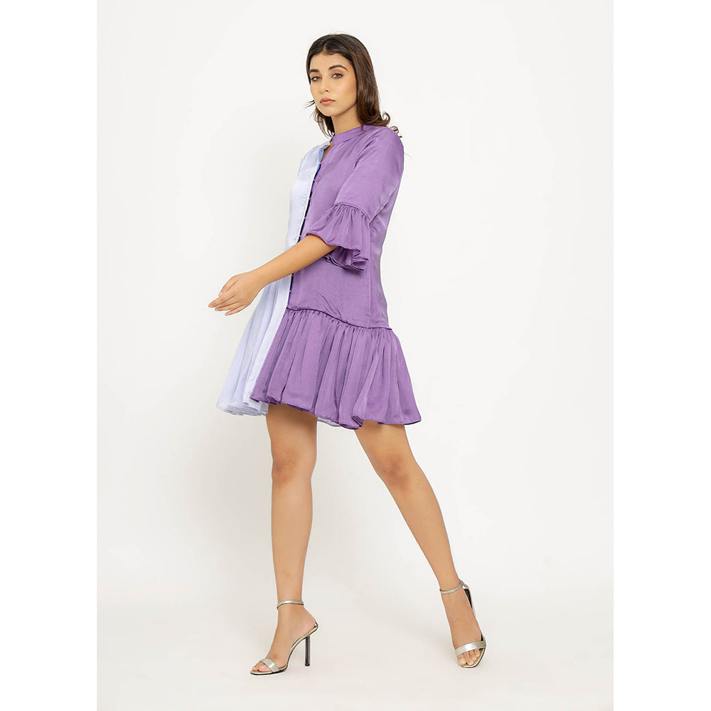 NEORA BY NEHAL CHOPRA Purple & Blue Half & Half Mini Dress