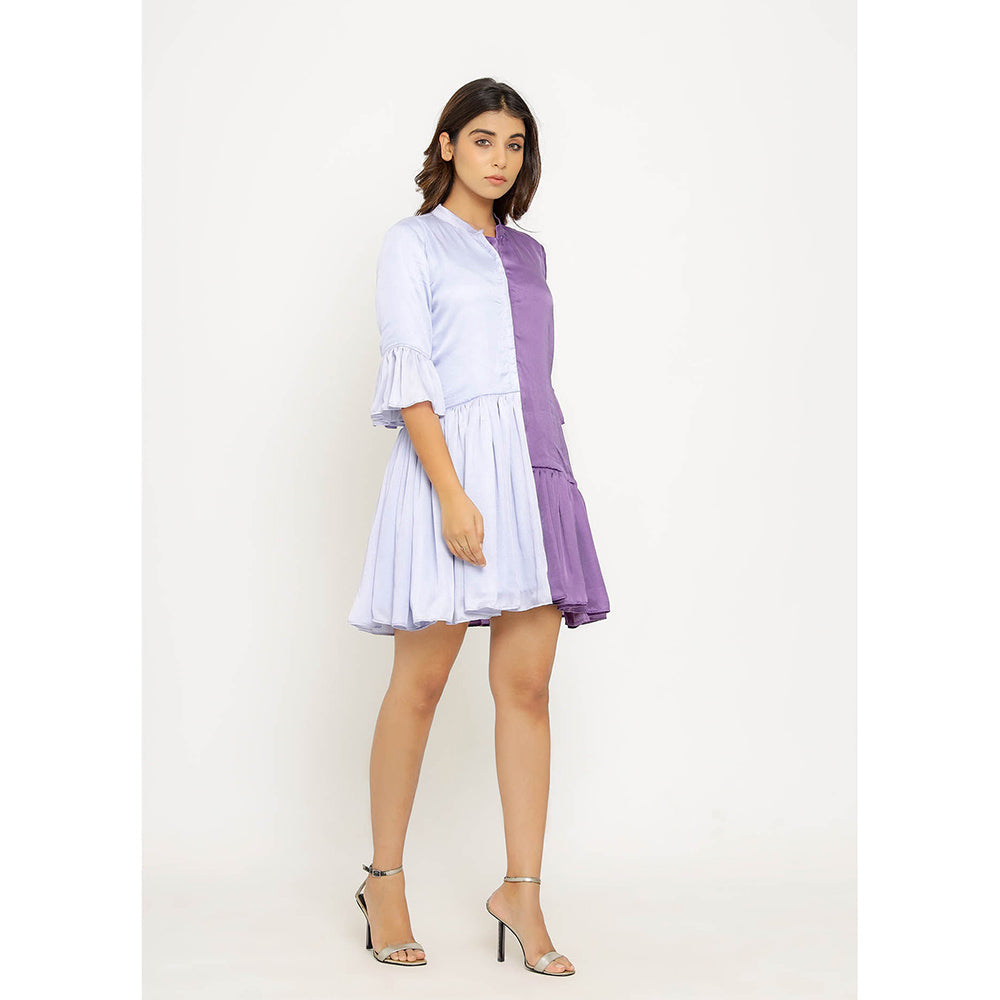 NEORA BY NEHAL CHOPRA Purple & Blue Half & Half Mini Dress