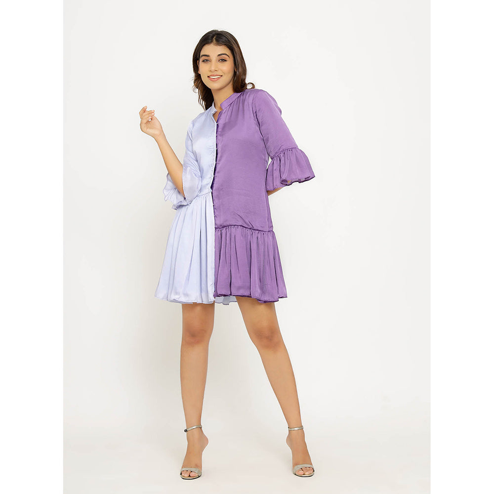 NEORA BY NEHAL CHOPRA Purple & Blue Half & Half Mini Dress