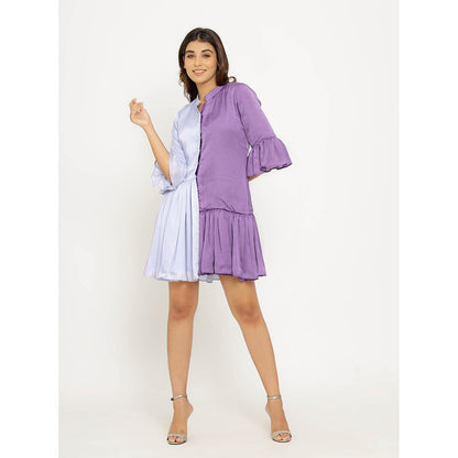 NEORA BY NEHAL CHOPRA Purple & Blue Half & Half Mini Dress