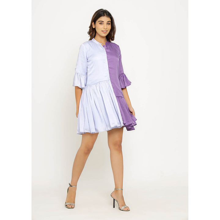 NEORA BY NEHAL CHOPRA Purple & Blue Half & Half Mini Dress