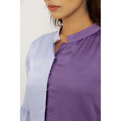 NEORA BY NEHAL CHOPRA Purple & Blue Half & Half Mini Dress