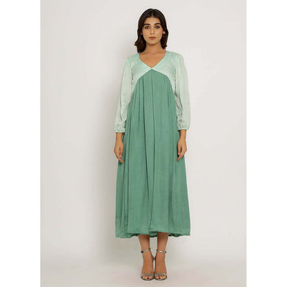 NEORA BY NEHAL CHOPRA Teal & Tea Green Midi Dress