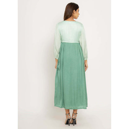 NEORA BY NEHAL CHOPRA Teal & Tea Green Midi Dress