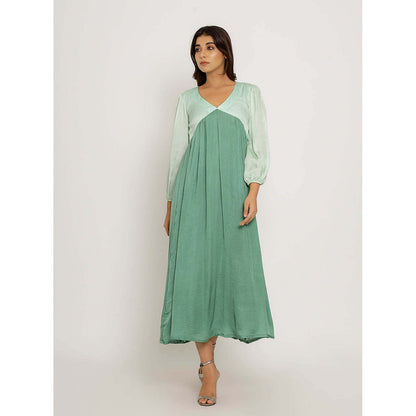 NEORA BY NEHAL CHOPRA Teal & Tea Green Midi Dress